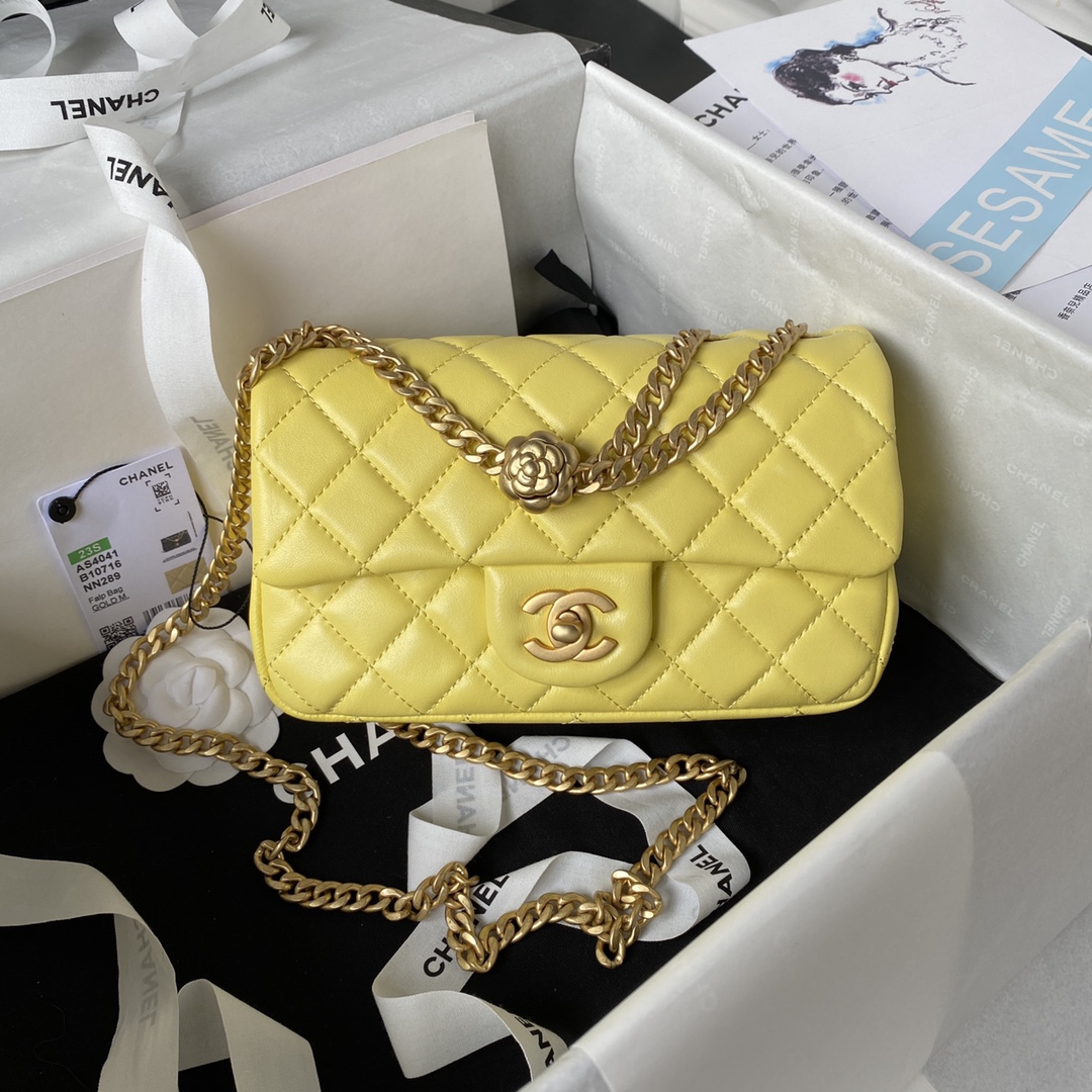 Small Classic Flap Lambskin Bag AS4041 Yellow